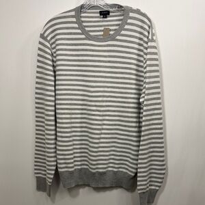 J.Crew Men’s Cotton Crewneck Sweater in striped garter stitch size XL. NWT.